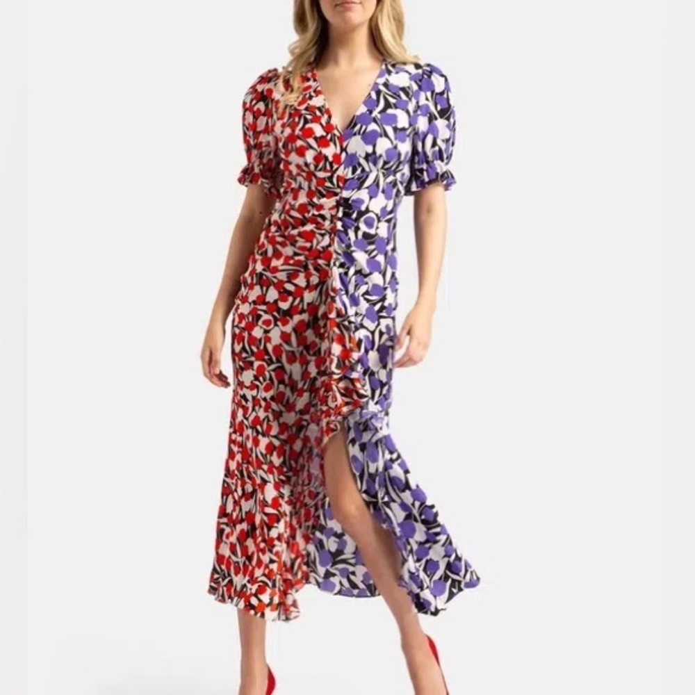 Rixo London Ariel tulip contrast dress